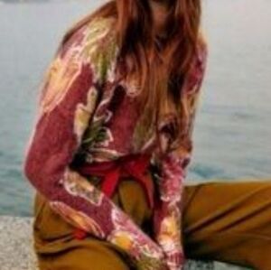 SÉZANE INOUI Editions Boris Kid Mohair Floral Knit Jumper  Burgundy Like New XS